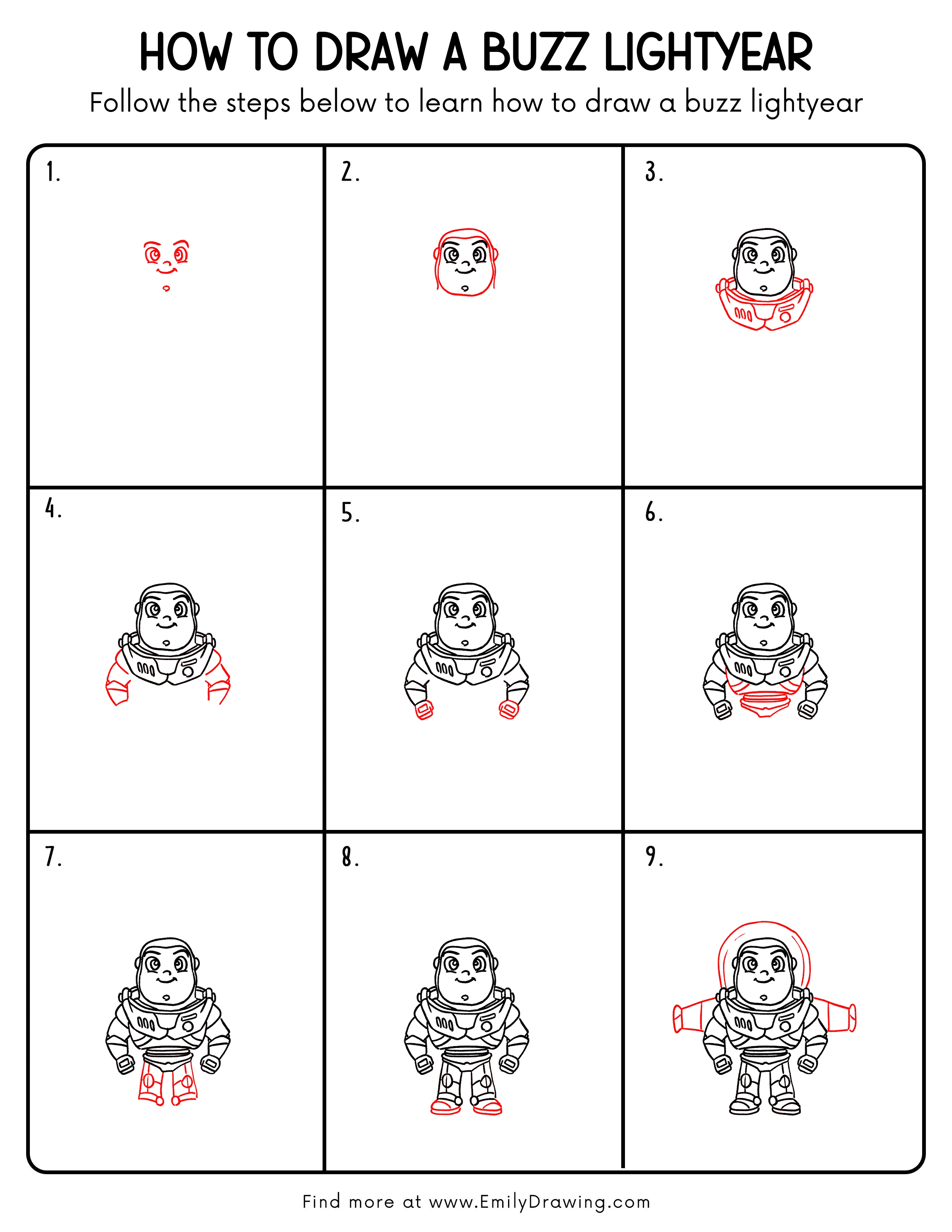 Printable Buzz Lightyear Drawing Guide